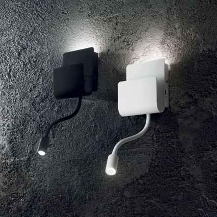 Ideal Lux - LED väggspotlight med en flexibel små lampor PROBE LED/9,5W/230V USB CRI 90 svart