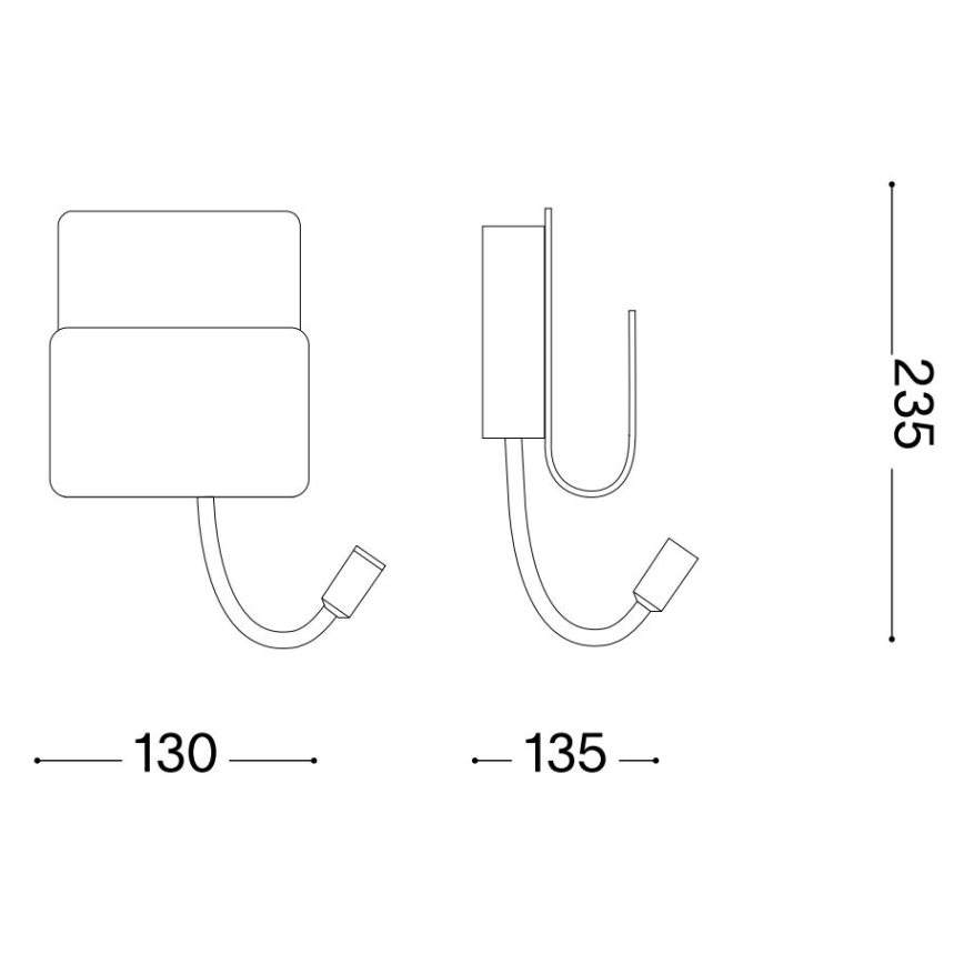 Ideal Lux - LED väggspotlight med en flexibel små lampor PROBE LED/9,5W/230V USB CRI 90 svart