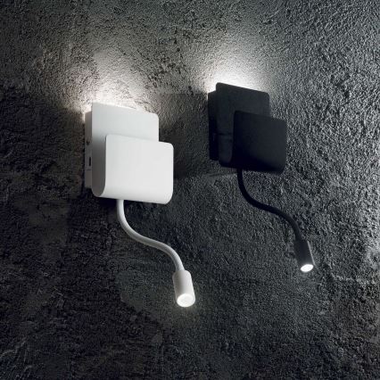 Ideal Lux - LED väggspotlight med en flexibel små lampor PROBE LED/9,5W/230V USB CRI 90 vit