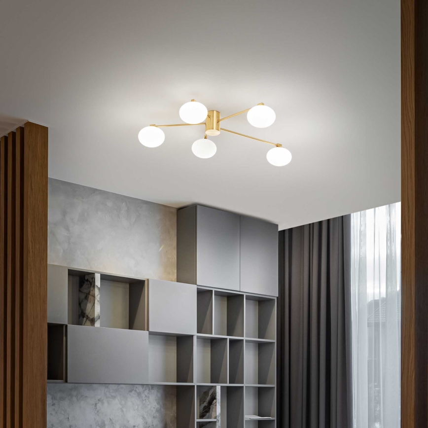 Ideal Lux - LED ytmonterad ljuskrona HERMES 5xG9/3W/230V diameter 90 cm guld