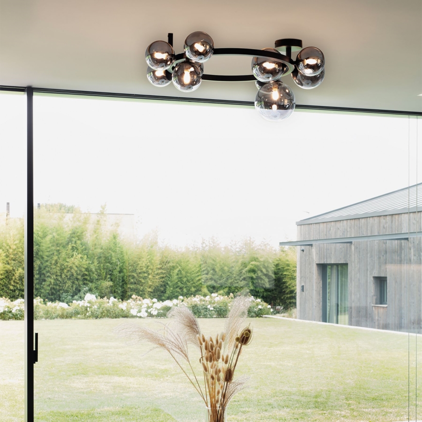 Ideal Lux - LED ytmonterad ljuskrona PERLAGE 10xG9/3W/230V diameter 70 cm svart/rökig