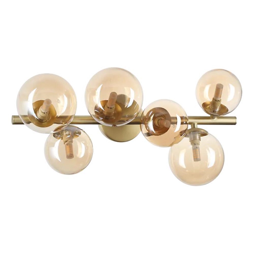 Ideal Lux - LED ytmonterad ljuskrona PERLAGE 6xG9/3W/230V 49 cm guld/rökig