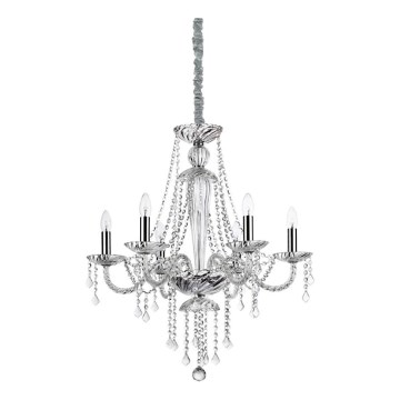 Ideal Lux - Ljuskrona i kristal med kedja AMADEUS 6xE14/40W/230V diameter 67 cm genomskinlig