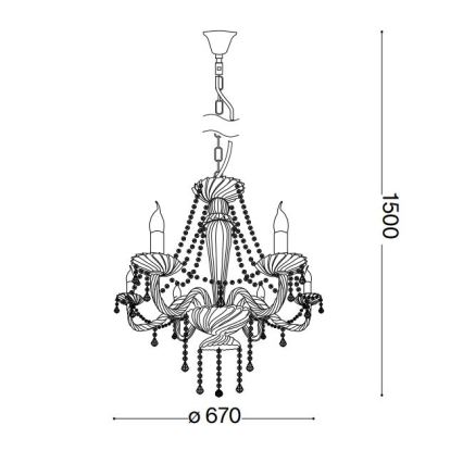 Ideal Lux - Ljuskrona i kristal med kedja AMADEUS 6xE14/40W/230V diameter 67 cm genomskinlig