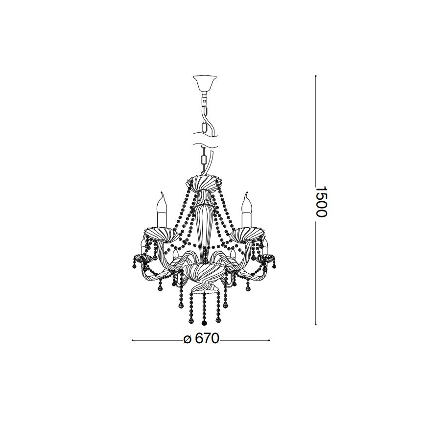 Ideal Lux - Ljuskrona i kristal med kedja AMADEUS 6xE14/40W/230V diameter 67 cm genomskinlig