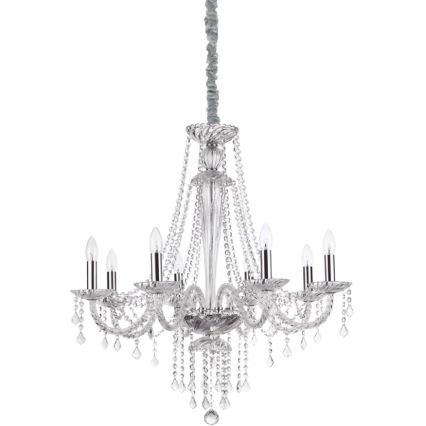 Ideal Lux - Ljuskrona i kristal med kedja AMADEUS 8xE14/40W/230V diameter 80 cm genomskinlig