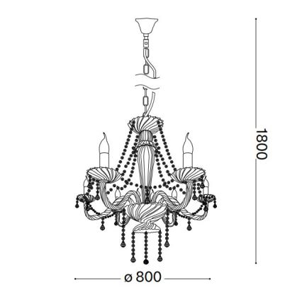 Ideal Lux - Ljuskrona i kristal med kedja AMADEUS 8xE14/40W/230V diameter 80 cm genomskinlig