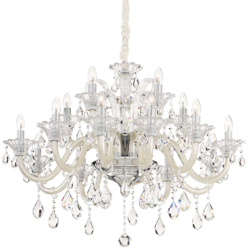 Ideal Lux - Ljuskrona i kristal med kedja COLOSSAL 15xE14/40W/230V diameter 95 cm grädde/skinande krom