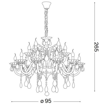 Ideal Lux - Ljuskrona i kristal med kedja COLOSSAL 15xE14/40W/230V diameter 95 cm grädde/skinande krom