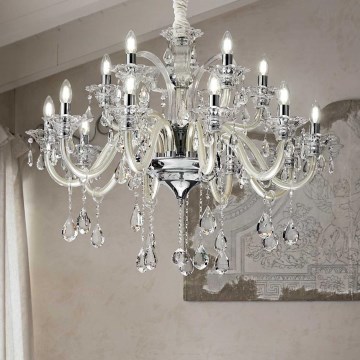 Ideal Lux - Ljuskrona i kristal med kedja COLOSSAL 15xE14/40W/230V diameter 95 cm grädde/skinande krom