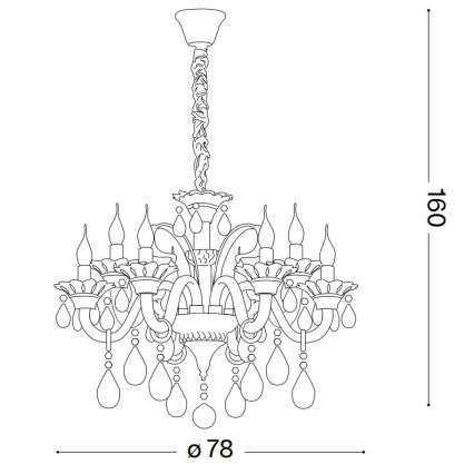 Ideal Lux - Ljuskrona i kristal med kedja COLOSSAL 8xE14/40W/230V diameter 78 cm grå/skinande krom