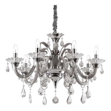 Ideal Lux - Ljuskrona i kristal med kedja COLOSSAL 8xE14/40W/230V diameter 78 cm grå/skinande krom