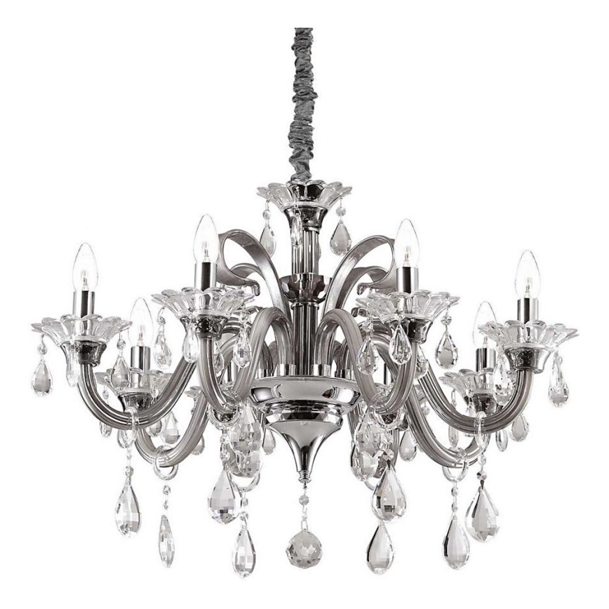 Ideal Lux - Ljuskrona i kristal med kedja COLOSSAL 8xE14/40W/230V diameter 78 cm grå/skinande krom