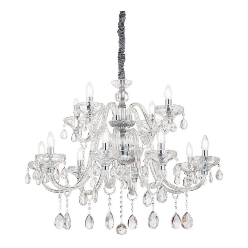 Ideal Lux - Ljuskrona i kristal med kedja CONTINENTAL 12xE14/40W/230V diameter 86 cm genomskinlig