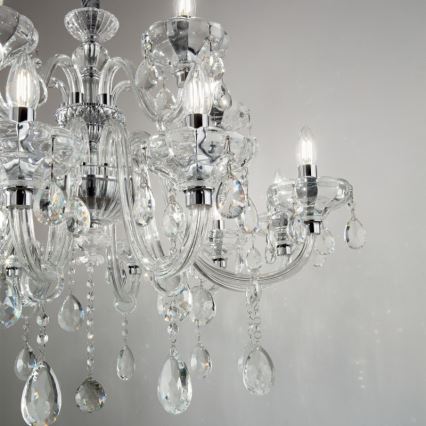 Ideal Lux - Ljuskrona i kristal med kedja CONTINENTAL 12xE14/40W/230V diameter 86 cm genomskinlig