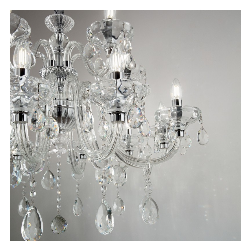 Ideal Lux - Ljuskrona i kristal med kedja CONTINENTAL 12xE14/40W/230V diameter 86 cm genomskinlig