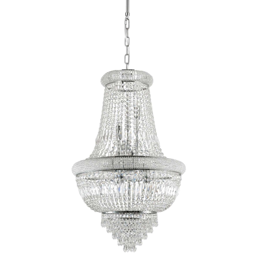 Ideal Lux - Ljuskrona i kristal med kedja DUBAI 10xE14/28W/230V diameter 52 cm skinande krom