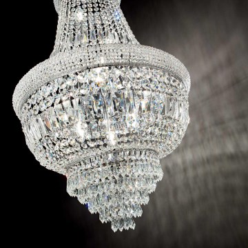 Ideal Lux - Ljuskrona i kristal med kedja DUBAI 10xE14/28W/230V diameter 52 cm skinande krom