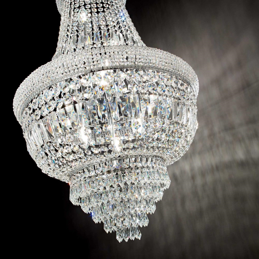 Ideal Lux - Ljuskrona i kristal med kedja DUBAI 10xE14/28W/230V diameter 52 cm skinande krom