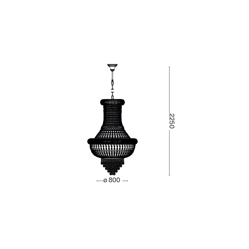 Ideal Lux - Ljuskrona i kristal med kedja DUBAI 24xE14/28W/230V diameter 80 cm guld