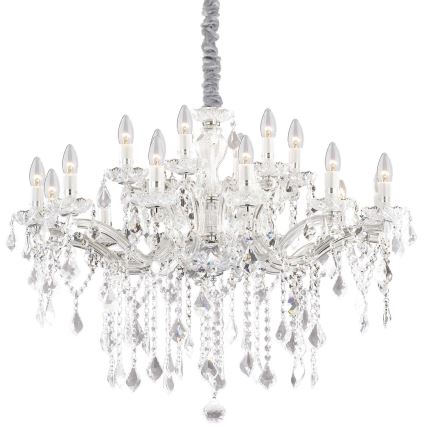 Ideal Lux - Ljuskrona i kristal med kedja FLORIAN 18xE14/40W/230V diameter 86 cm genomskinlig
