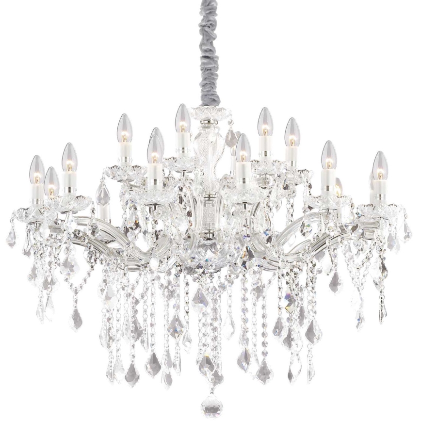 Ideal Lux - Ljuskrona i kristal med kedja FLORIAN 18xE14/40W/230V diameter 86 cm genomskinlig