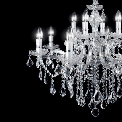 Ideal Lux - Ljuskrona i kristal med kedja FLORIAN 18xE14/40W/230V diameter 86 cm genomskinlig