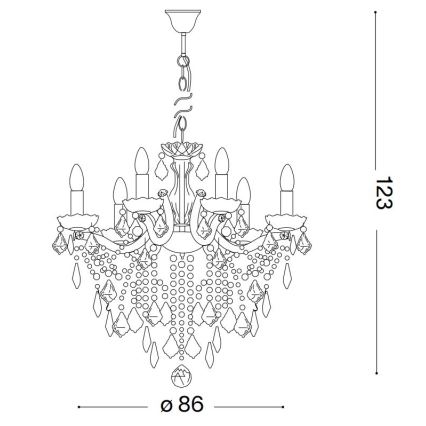 Ideal Lux - Ljuskrona i kristal med kedja FLORIAN 18xE14/40W/230V diameter 86 cm genomskinlig