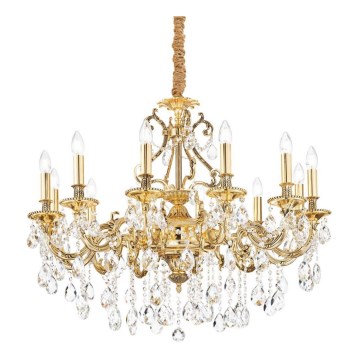 Ideal Lux - Ljuskrona i kristal med kedja GIOCONDA 12xE14/40W/230V diameter 90 cm guld