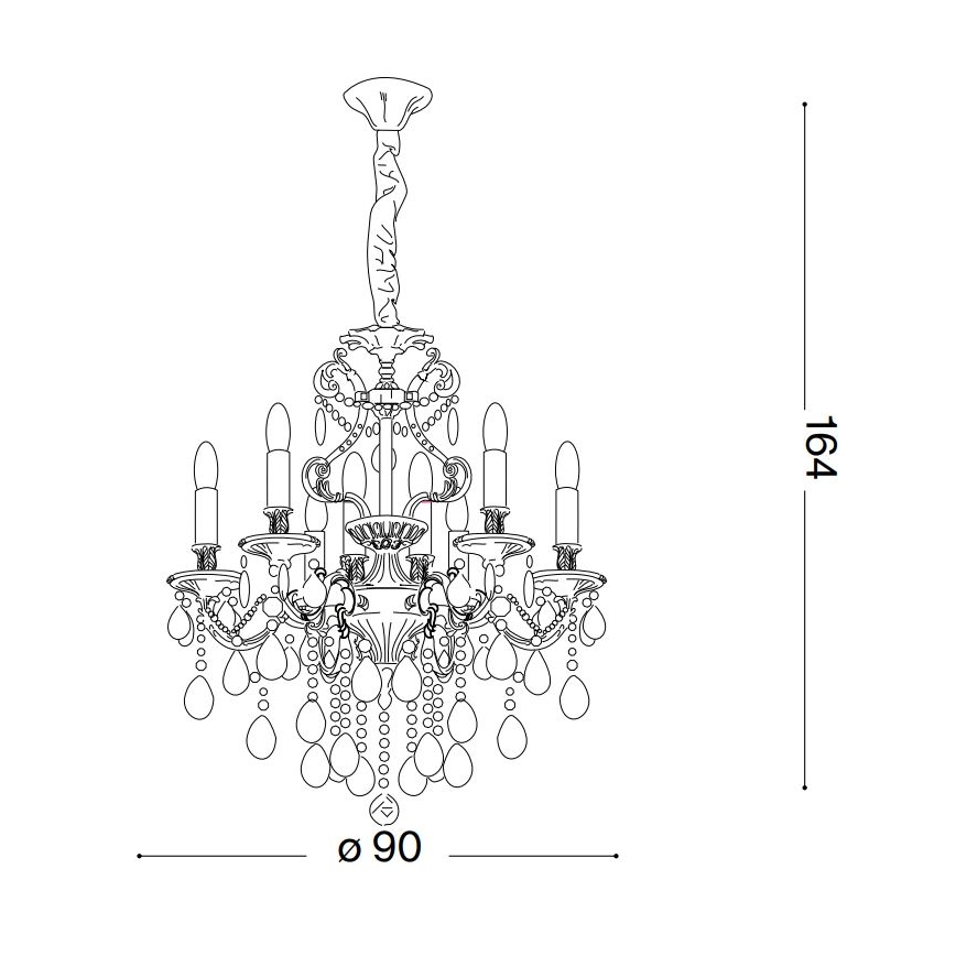 Ideal Lux - Ljuskrona i kristal med kedja GIOCONDA 12xE14/40W/230V diameter 90 cm guld