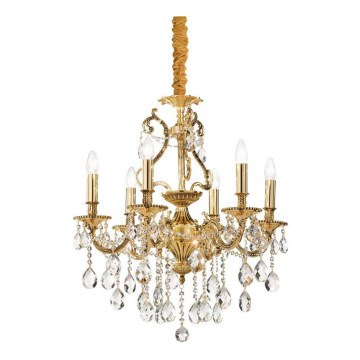 Ideal Lux - Ljuskrona i kristal med kedja GIOCONDA 6xE14/40W/230V diameter 62 cm guld