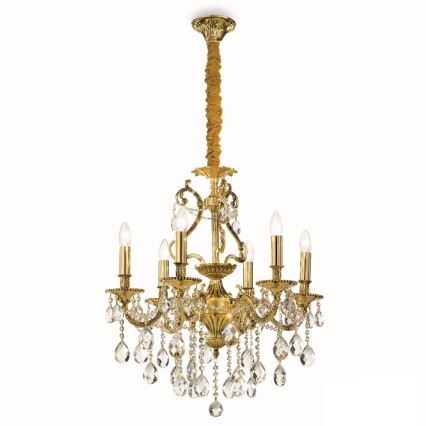 Ideal Lux - Ljuskrona i kristal med kedja GIOCONDA 6xE14/40W/230V diameter 62 cm guld
