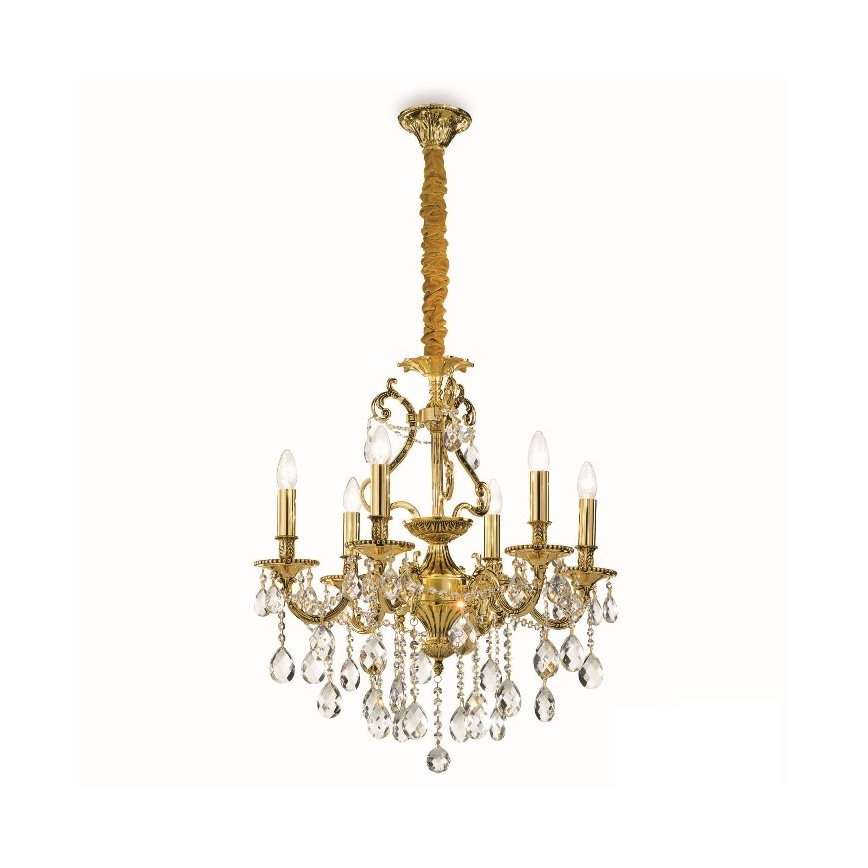 Ideal Lux - Ljuskrona i kristal med kedja GIOCONDA 6xE14/40W/230V diameter 62 cm guld