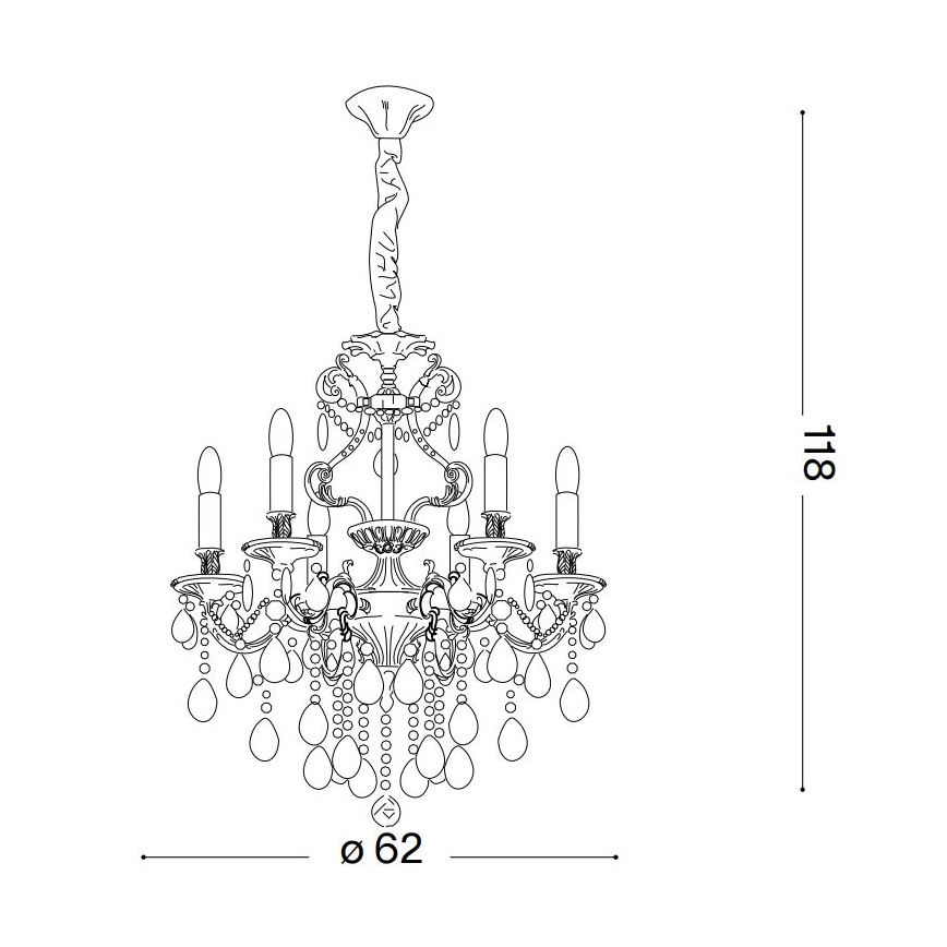 Ideal Lux - Ljuskrona i kristal med kedja GIOCONDA 6xE14/40W/230V diameter 62 cm guld