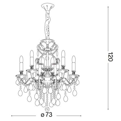 Ideal Lux - Ljuskrona i kristal med kedja GIOCONDA 8xE14/40W/230V diameter 73 cm guld