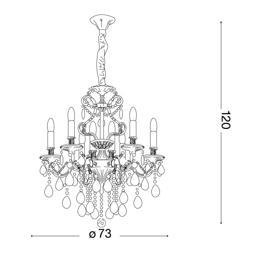 Ideal Lux - Ljuskrona i kristal med kedja GIOCONDA 8xE14/40W/230V diameter 73 cm guld