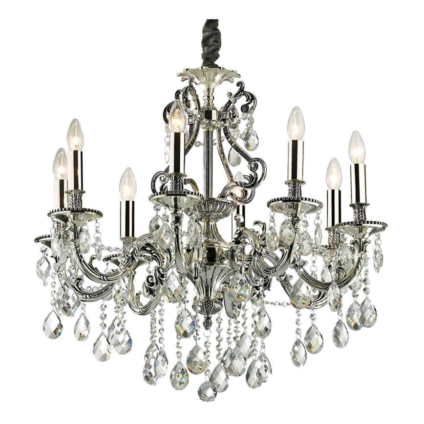 Ideal Lux - Ljuskrona i kristal med kedja GIOCONDA 8xE14/40W/230V diameter 73 cm silver