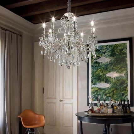 Ideal Lux - Ljuskrona i kristal med kedja GIOCONDA 8xE14/40W/230V diameter 73 cm silver