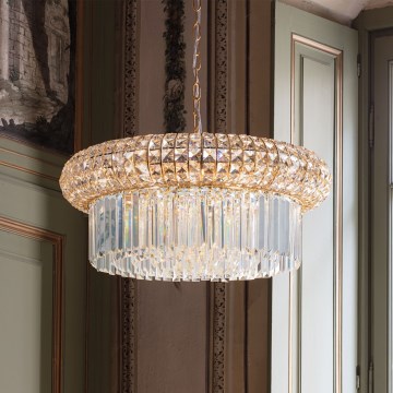 Ideal Lux - Ljuskrona i kristal med kedja NABUCCO 12xE14/40W/230V diameter 60 cm guld