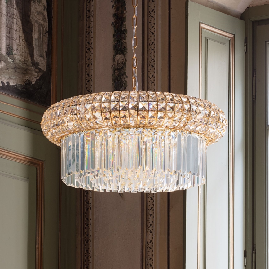 Ideal Lux - Ljuskrona i kristal med kedja NABUCCO 12xE14/40W/230V diameter 60 cm guld