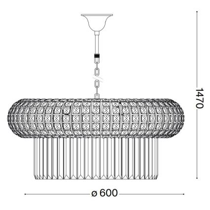 Ideal Lux - Ljuskrona i kristal med kedja NABUCCO 12xE14/40W/230V diameter 60 cm guld