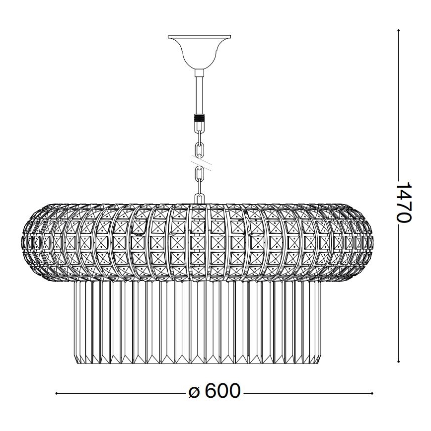 Ideal Lux - Ljuskrona i kristal med kedja NABUCCO 12xE14/40W/230V diameter 60 cm guld