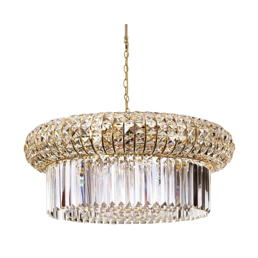 Ideal Lux - Ljuskrona i kristal med kedja NABUCCO 16xE14/40W/230V diameter 70 cm guld