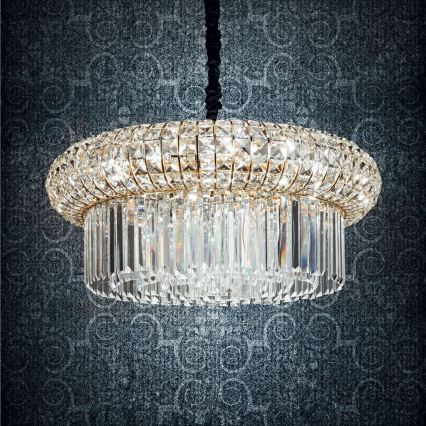 Ideal Lux - Ljuskrona i kristal med kedja NABUCCO 16xE14/40W/230V diameter 70 cm guld
