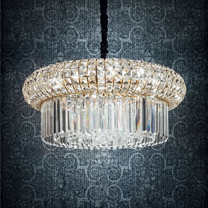 Ideal Lux - Ljuskrona i kristal med kedja NABUCCO 16xE14/40W/230V diameter 70 cm guld