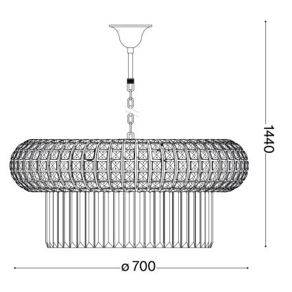 Ideal Lux - Ljuskrona i kristal med kedja NABUCCO 16xE14/40W/230V diameter 70 cm guld