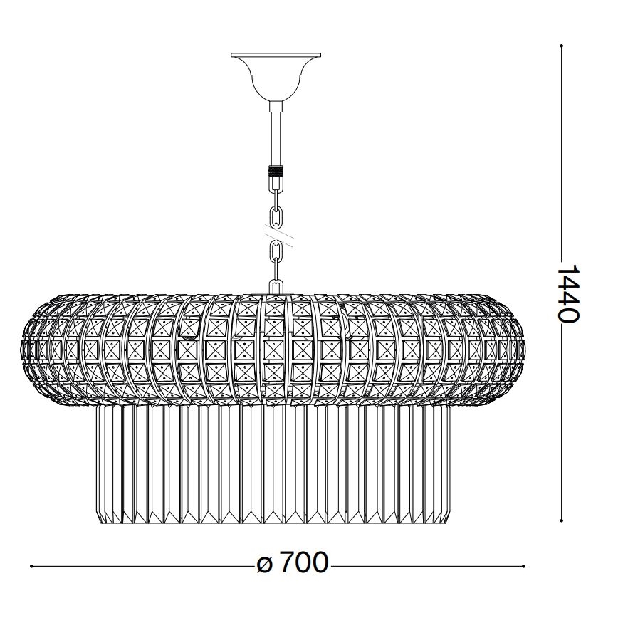 Ideal Lux - Ljuskrona i kristal med kedja NABUCCO 16xE14/40W/230V diameter 70 cm guld