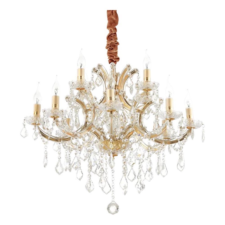 Ideal Lux - Ljuskrona i kristal med kedja NAPOLEON 12xE14/40W/230V diameter 74 cm guld