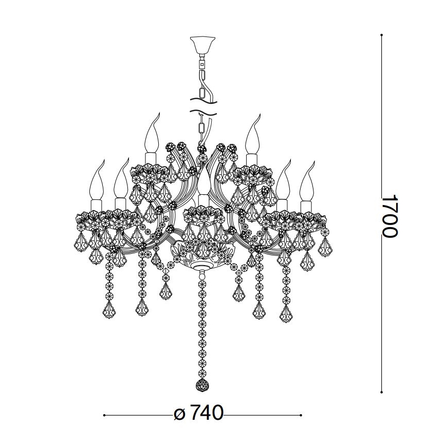 Ideal Lux - Ljuskrona i kristal med kedja NAPOLEON 12xE14/40W/230V diameter 74 cm guld