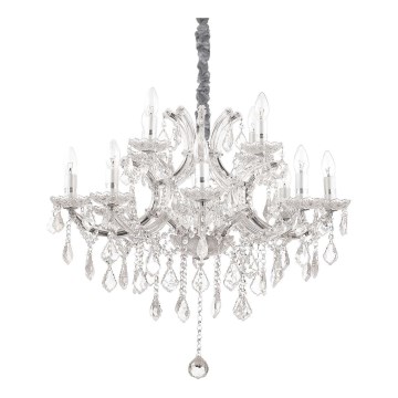 Ideal Lux - Ljuskrona i kristal med kedja NAPOLEON 12xE14/40W/230V diameter 74 cm skinande krom